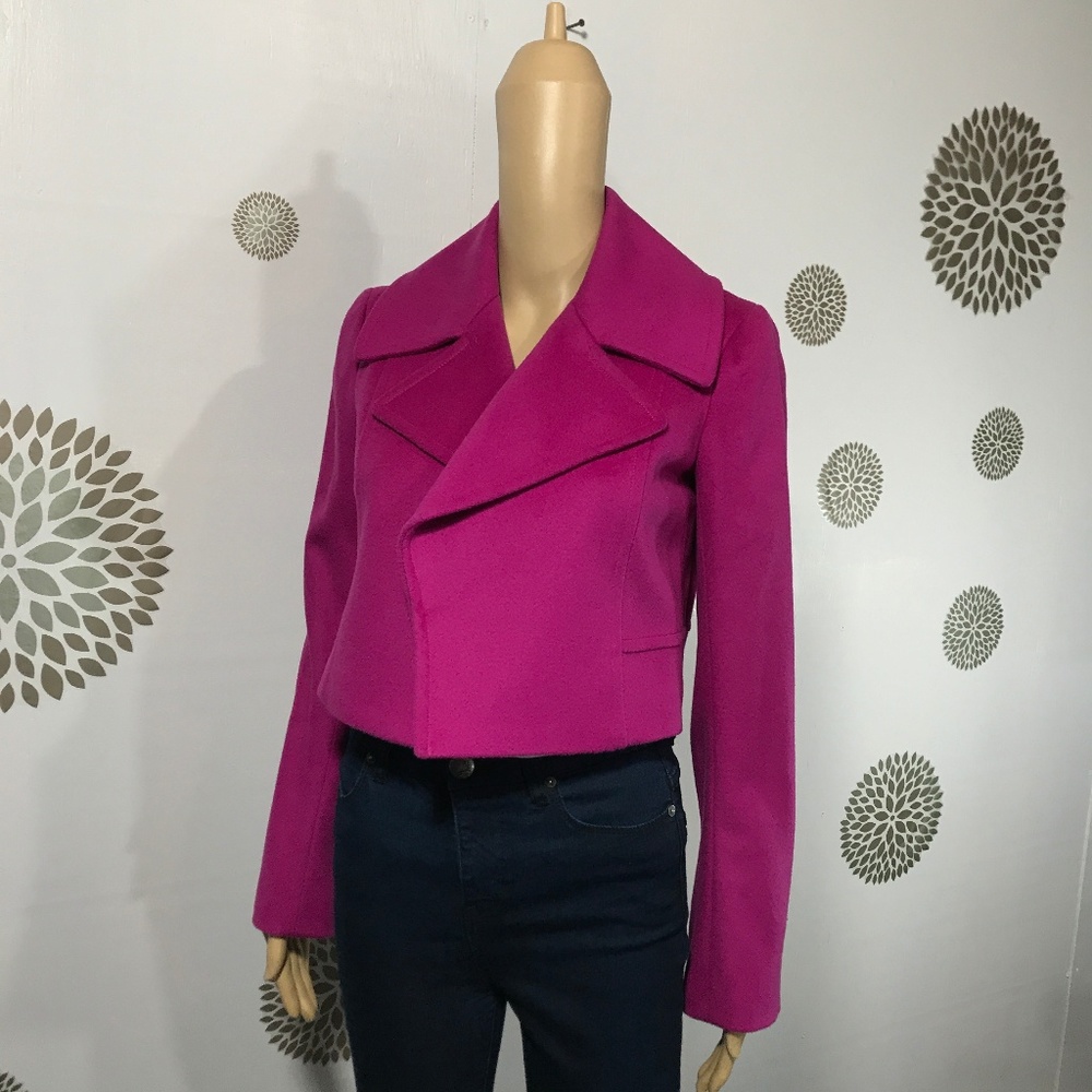 Theory Wool Crop Jacket Fucsia Pink size Small
